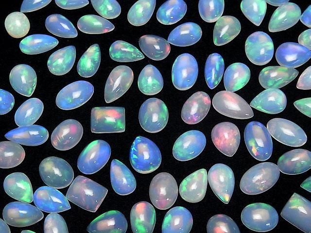 [Video]High Quality Ethiopian Water Opal AAA Mix Shape Cabochon 5pcs