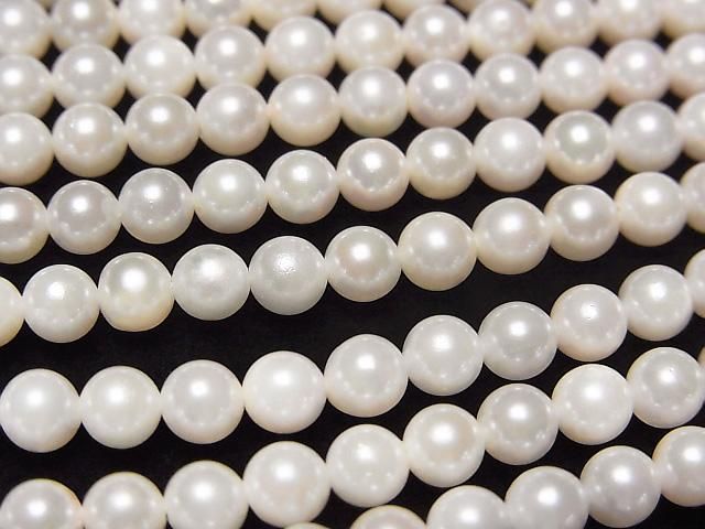 [Video] Japanese Akoya Pearl AAA- Round 4mm White 1/4 or 1strand beads (aprx.15inch/38cm)
