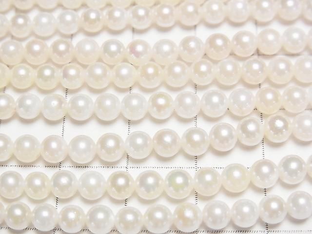 [Video] Japanese Akoya Pearl AAA- Round 4mm White 1/4 or 1strand beads (aprx.15inch/38cm)