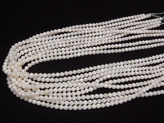 [Video] Japanese Akoya Pearl AAA- Round 4mm White 1/4 or 1strand beads (aprx.15inch/38cm)