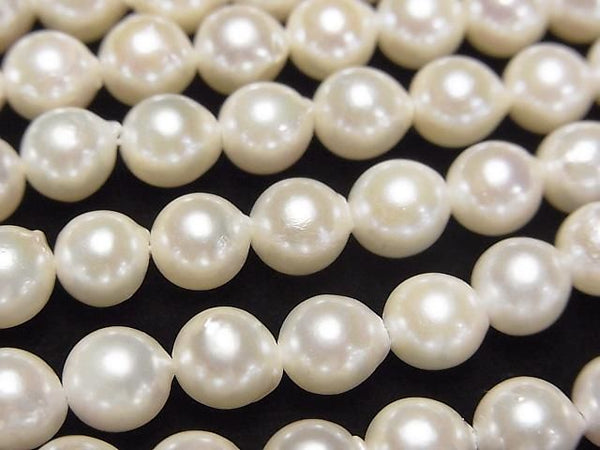 [Video] Japanese Akoya Pearl AAA- Semi Round 6-6.5mm White half or 1strand beads (aprx.15inch/38cm)