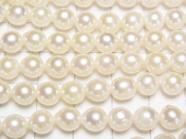 [Video] Japanese Akoya Pearl AAA- Semi Round 6-6.5mm White half or 1strand beads (aprx.15inch/38cm)
