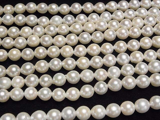 [Video] Japanese Akoya Pearl AAA- Semi Round 6-6.5mm White half or 1strand beads (aprx.15inch/38cm)