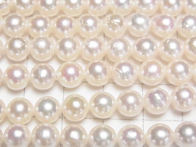 [Video] Japanese Akoya Pearl AAA- Semi Round 6-7mm White half or 1strand beads (aprx.15inch/38cm)
