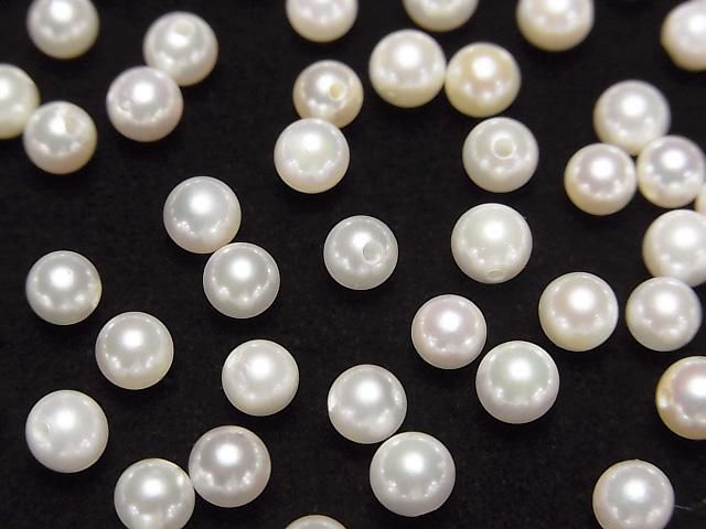 [Video] Japanese Akoya Pearl AAA- Round 4-4.5mm White [Half Drilled Hole] 2pcs