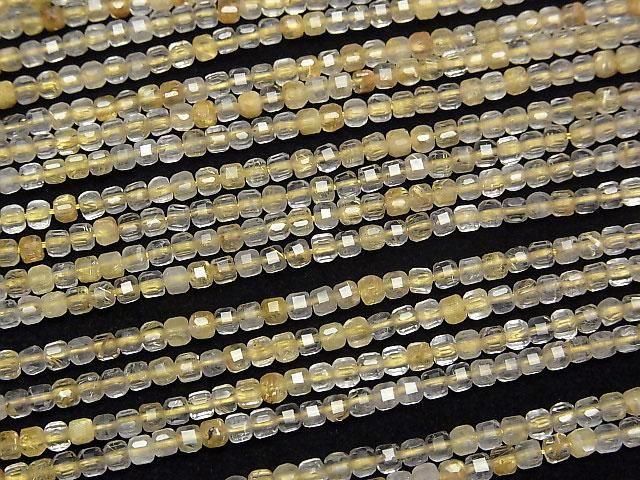 [Video]High Quality! Rutilated Quartz AA+ Cube Shape 2x2x2mm 1strand beads (aprx.15inch/37cm)