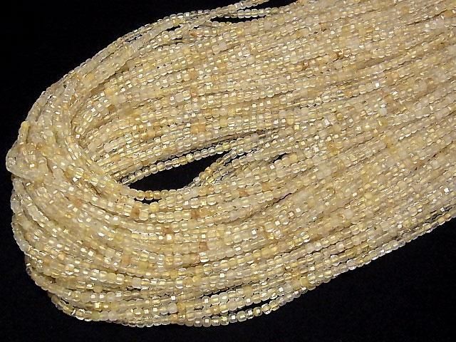 [Video]High Quality! Rutilated Quartz AA+ Cube Shape 2x2x2mm 1strand beads (aprx.15inch/37cm)