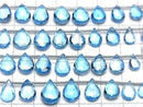 [Video]High Quality Swiss Blue Topaz AAA Pear Shape Faceted Briolette half or 1strand (10pcs)