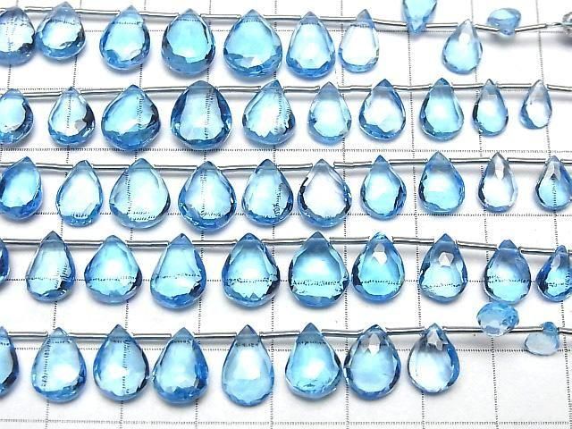 [Video]High Quality Swiss Blue Topaz AAA Pear Shape Faceted Briolette half or 1strand (10pcs)