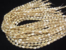 [Video]Mother of Pearl MOP Beige Rice 9x6x6mm 1strand beads (aprx.15inch/37cm)