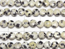 [Video]High Quality! Dalmatian Jasper Faceted Coin 4.5x4.5x3mm 1strand beads (aprx.15inch/37cm)