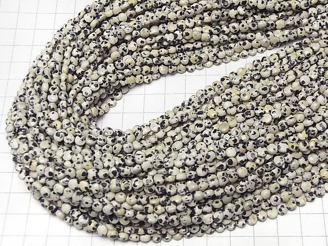 [Video]High Quality! Dalmatian Jasper Faceted Coin 4.5x4.5x3mm 1strand beads (aprx.15inch/37cm)