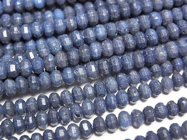 [Video]High Quality! Sapphire AA++ Mirror Faceted Button Roundel 4x4x3mm 1strand beads (aprx.15inch/37cm)