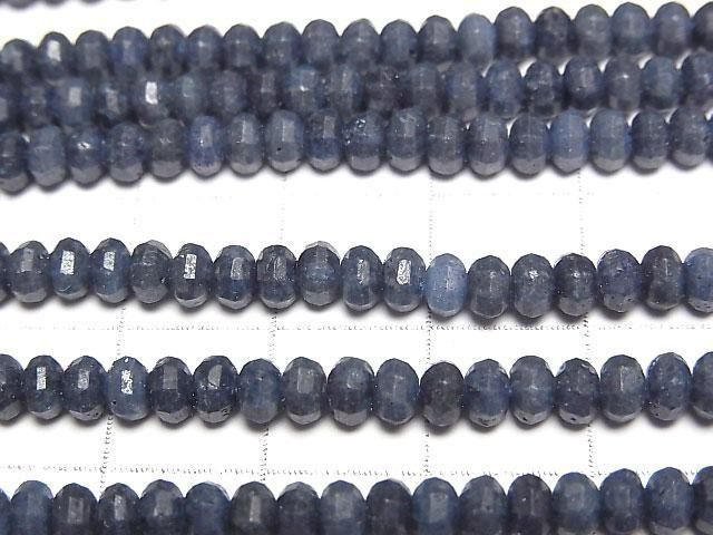 [Video]High Quality! Sapphire AA++ Mirror Faceted Button Rondelle 4x4x3mm 1strand beads (aprx.15inch/37cm)
