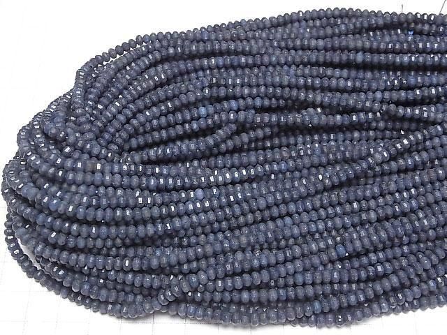 [Video]High Quality! Sapphire AA++ Mirror Faceted Button Rondelle 4x4x3mm 1strand beads (aprx.15inch/37cm)