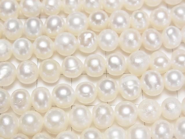 [Video] Fresh Water Pearl AA Potato 7-8mm White 1strand beads (aprx.14inch/35cm)