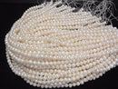 [Video] Fresh Water Pearl AA Potato 7-8mm White 1strand beads (aprx.14inch/35cm)