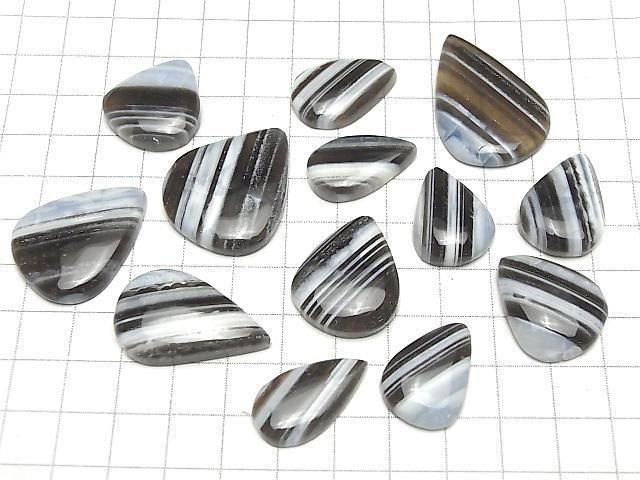 [Video]Strip blue opal AAA- Pear shape Cabochon size mix 3pcs