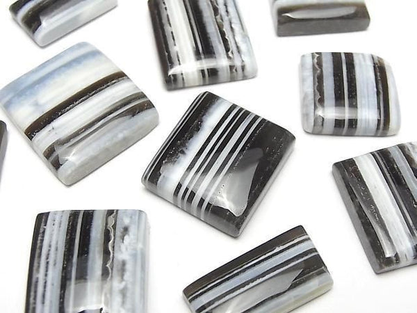 [Video]Strip blue opal AAA- Square Cabochon size mix 2pcs