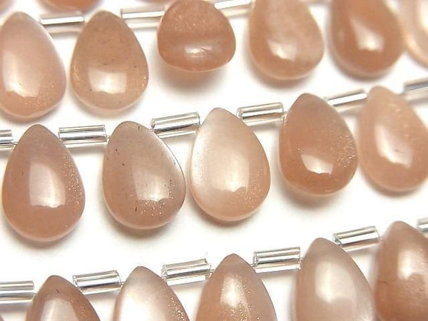 [Video]High Quality Peach Moonstone AA++ Pear shape (Smooth) 12x8mm half or 1strand (18pcs)
