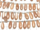 [Video]High Quality Peach Moonstone AA++ Pear shape (Smooth) 15x6mm half or 1strand (18pcs)