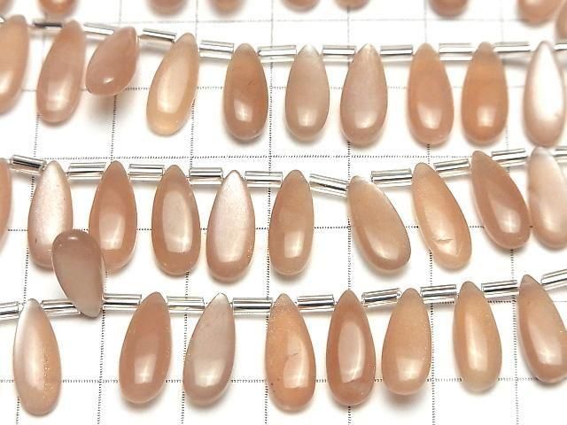 [Video]High Quality Peach Moonstone AA++ Pear shape (Smooth) 15x6mm half or 1strand (18pcs)