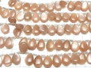 [Video]High Quality Peach Moonstone AA++ Pear shape (Smooth) 14x10mm half or 1strand (18pcs)