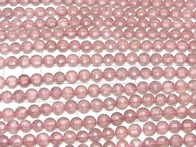High Quality! Pink Epidote AA++ Faceted Coin 6x6x3.5mm 1strand beads (aprx.15inch/37cm)