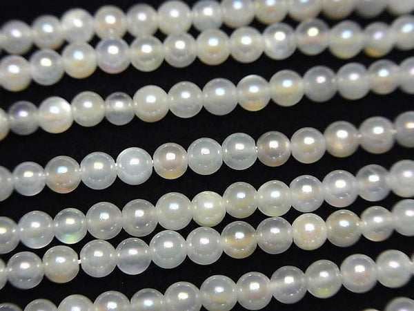 [Video] White Moonstone AAA Faceted Round 3mm AB coating 1strand beads (aprx.15inch/36cm)