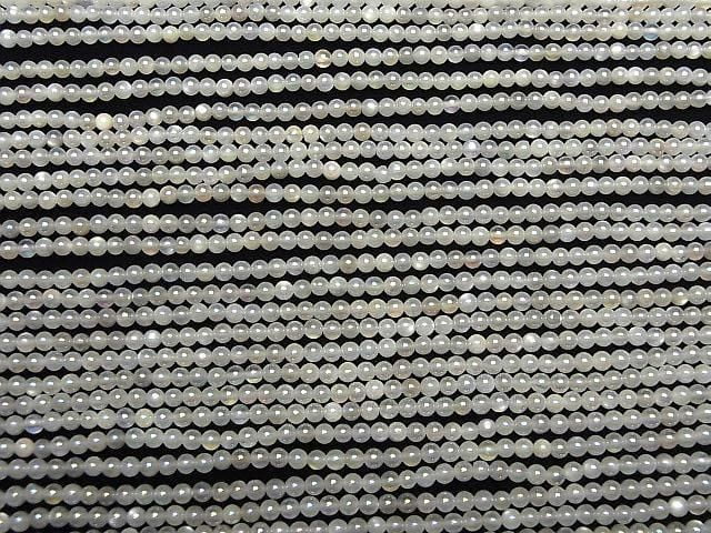 [Video] White Moonstone AAA Faceted Round 3mm AB coating 1strand beads (aprx.15inch/36cm)