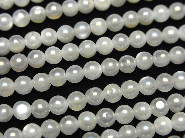 [Video] White Moonstone AAA Faceted Round 4mm AB Coating 1strand beads (aprx.14inch/34cm)