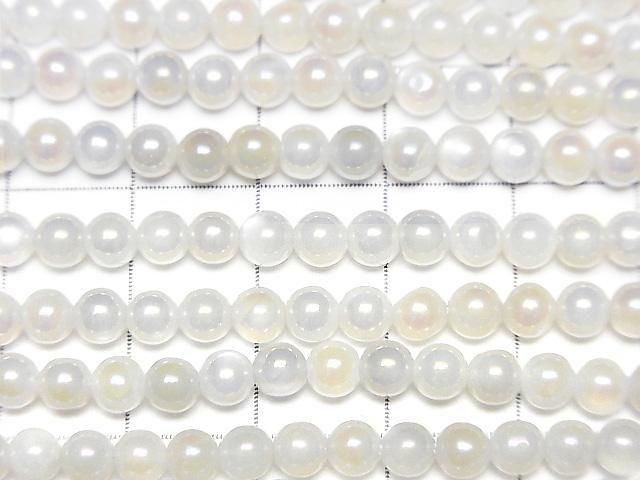 [Video] White Moonstone AAA Faceted Round 4mm AB Coating 1strand beads (aprx.14inch/34cm)
