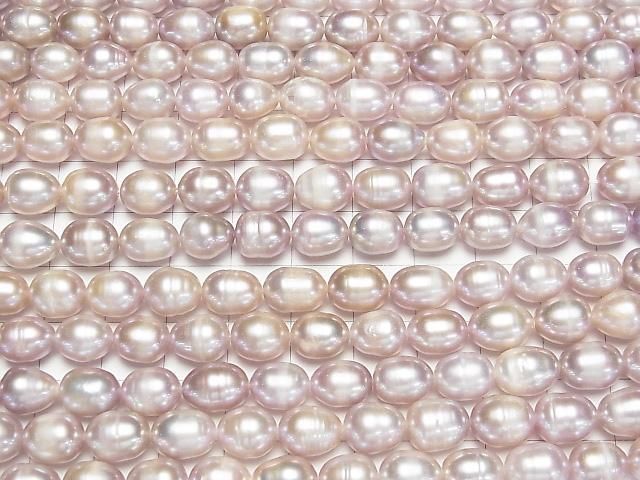 [Video] Fresh Water Pearl AA Rice 10x8x8mm Lavender Pink 1strand beads (aprx.14inch/34cm)