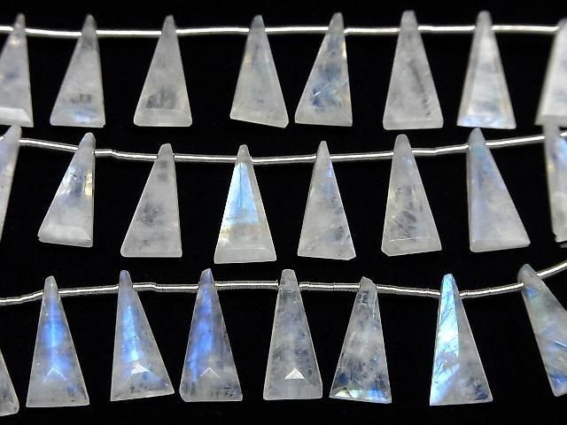 [Video]High Quality Rainbow Moonstone AAA- Triangle Faceted 1strand (8pcs)