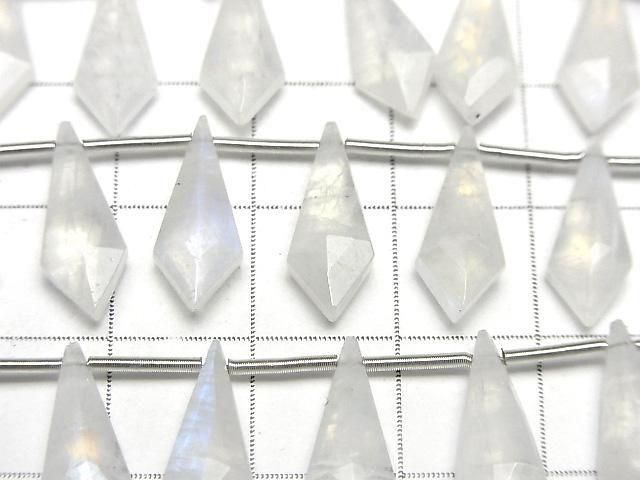 [Video]High Quality Rainbow Moonstone AAA- Deformed Diamond Shape 1strand (8pcs)