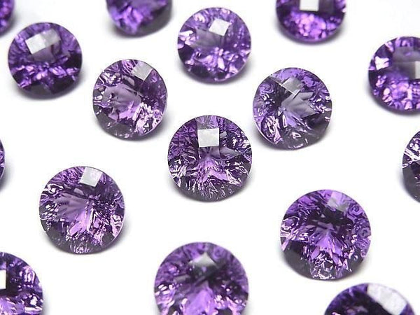 [Video]High Quality Amethyst AAA Loose stone Carved Round Checker cut 10x10mm 1pc