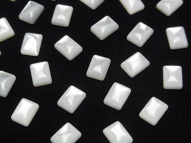 [Video] High Quality White Shell (Silver-lip Oyster) AAA Rectangle Cabochon 8x6mm 5pcs