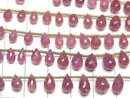 [Video]High Quality Ruby (Pink Sapphire) AA++ Drop Faceted Briolette 1strand beads (aprx.4inch/9cm)