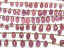 [Video]High Quality Ruby (Pink Sapphire) AA++ Drop Faceted Briolette 1strand beads (aprx.4inch/9cm)