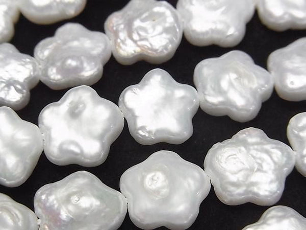 [Video] Fresh Water Pearl AA Flower 11x11x4mm White half or 1strand beads (aprx.15inch/36cm)