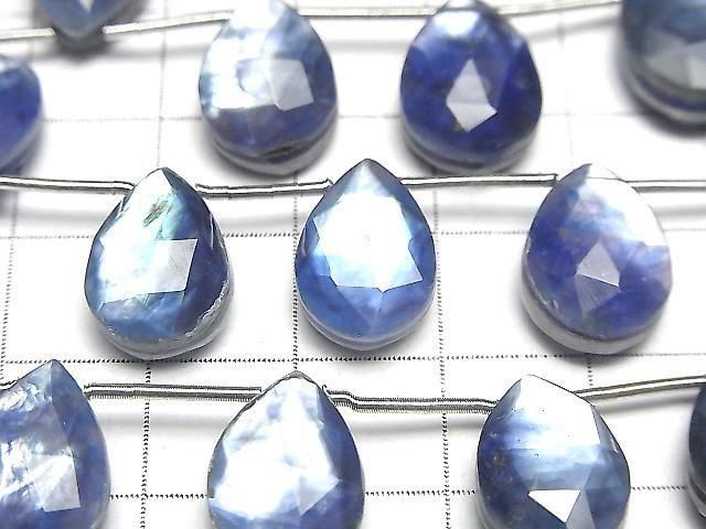 [Video] Lapislazuli x Mother of Pearl MOP x Crystal AA++ Pear shape Faceted Briolette 14x10mm half or 1strand (8pcs)