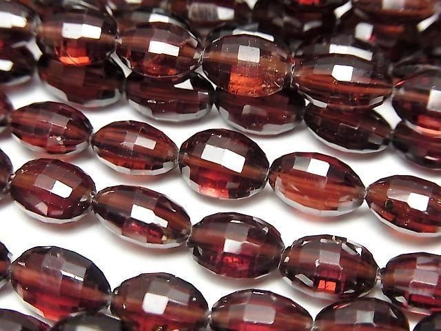 [Video]High Quality Mozambique Garnet AAA- Faceted Oval 1strand beads (aprx.7inch/18cm)