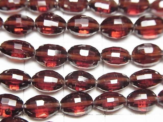 [Video]High Quality Mozambique Garnet AAA- Faceted Oval 1strand beads (aprx.7inch/18cm)