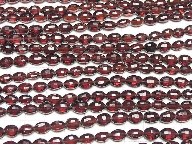 [Video]High Quality Mozambique Garnet AAA- Faceted Oval 1strand beads (aprx.7inch/18cm)