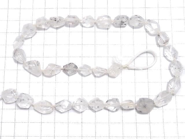 [Video][One of a kind] Hollandite in Quartz Faceted Nugget 1strand beads (aprx.16inch/40cm) NO.1