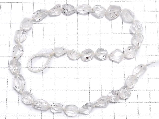 [Video][One of a kind] Hollandite in Quartz Faceted Nugget 1strand beads (aprx.16inch/39cm) NO.2