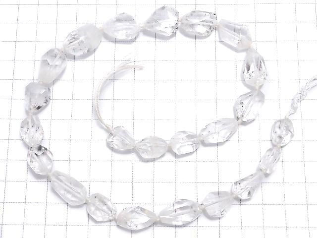 [Video][One of a kind] Hollandite in Quartz Faceted Nugget 1strand beads (aprx.17inch/41cm) NO.10