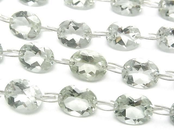 [Video] Green Amethyst Oval Faceted 11x9mm [Double Hole] 1strand (9pcs)