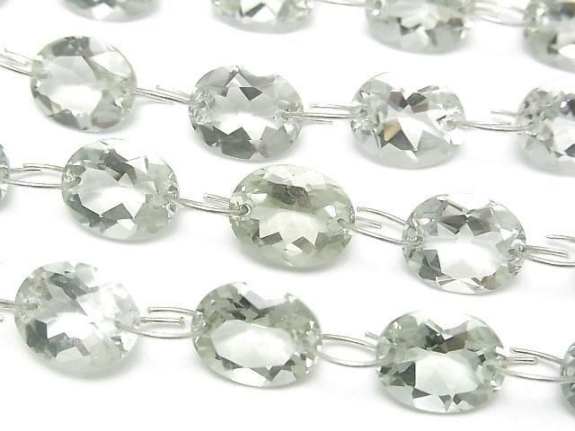 [Video] Green Amethyst Oval Faceted 11x9mm [Double Hole] 1strand (9pcs)