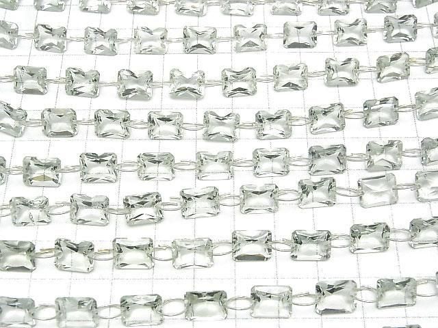 [Video] Green Amethyst Rectangle Faceted 10x8mm [Double Hole] 1strand (9pcs)
